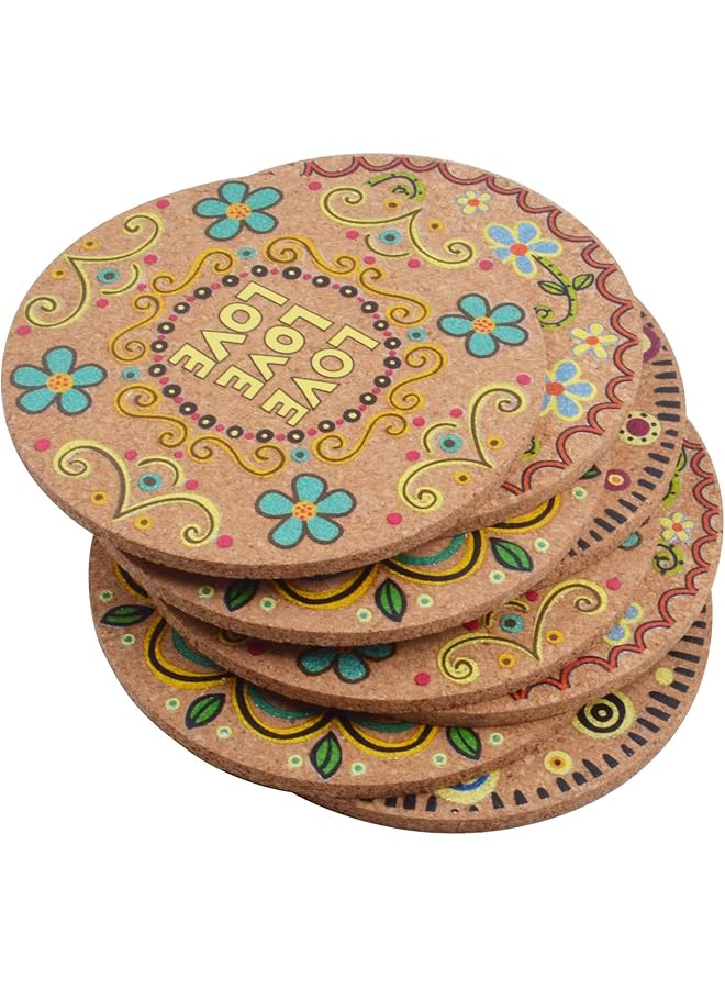 erorex Cork Coasters For Drinks 8 Pieces Of Natural Absorbent Cork Cup Mat Heat Resistant Drink Coaster 4 Styles For Kinds Of Cups With 2 Pieces Of Organza Bags 4 Inches - Image 4