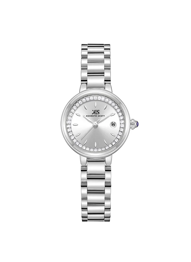 كينيث سكوت Women's Analog Display Watch With Silver Stainless Steel Strap - K23542-SBSS