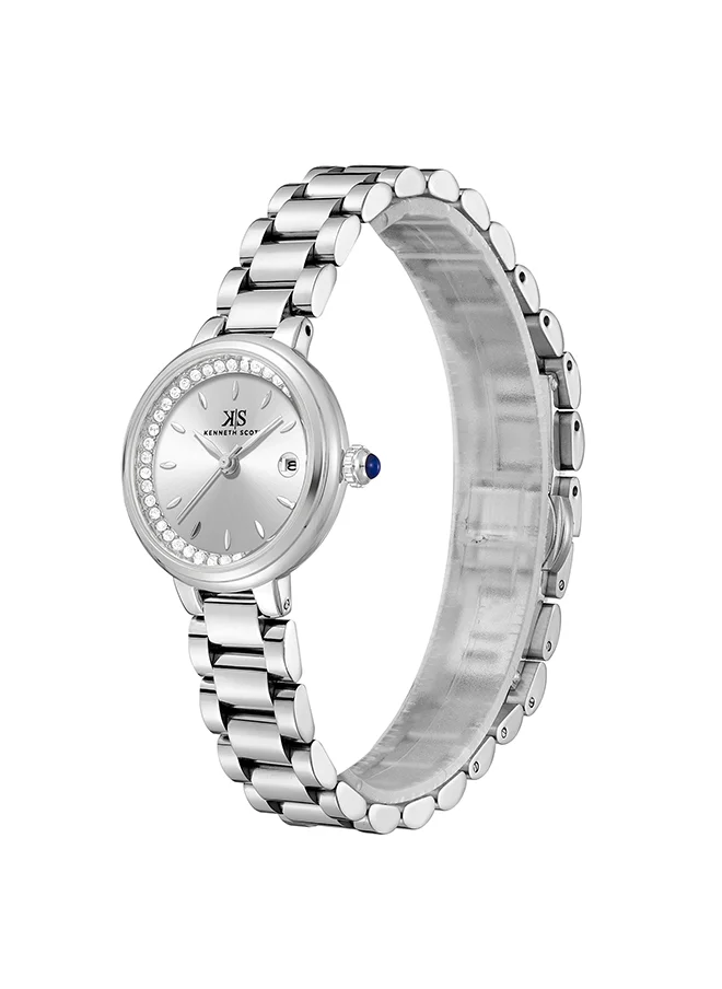كينيث سكوت Women's Analog Display Watch With Silver Stainless Steel Strap - K23542-SBSS
