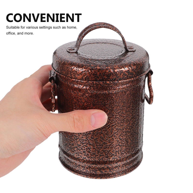 Retro Metal Ashtray With Lid Portable Galvanized Iron Bucket For Outdoor Smoking - Image 5