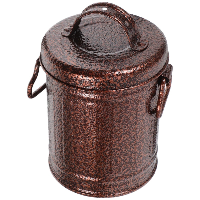 Retro Metal Ashtray With Lid Portable Galvanized Iron Bucket For Outdoor Smoking - Image 2