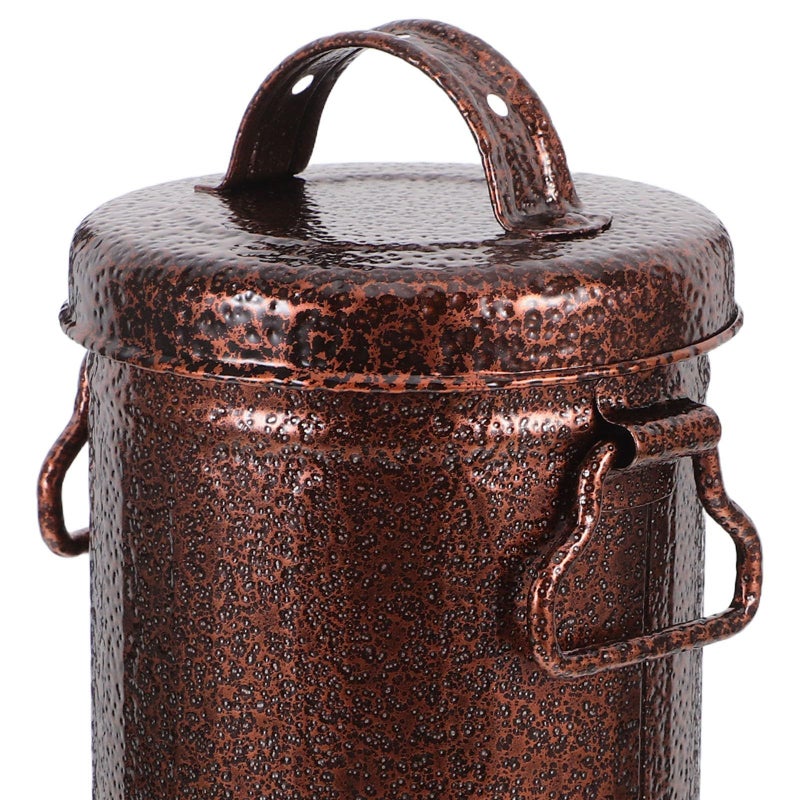 Retro Metal Ashtray With Lid Portable Galvanized Iron Bucket For Outdoor Smoking - Image 4