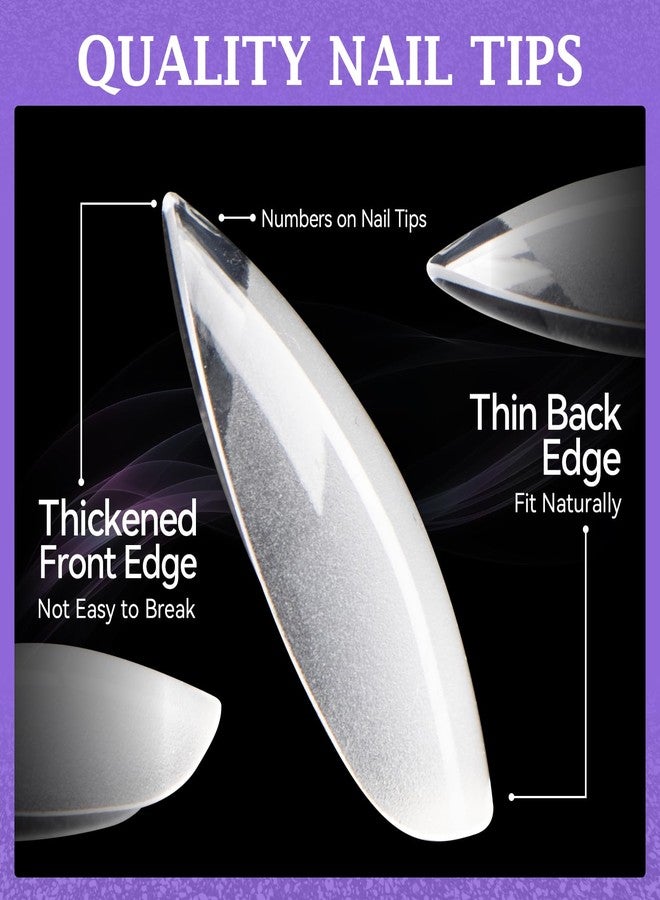 outopen 600Pcs Extra Short Almond Nail Tips Half Matte Widen Short Almond Shape Fake Nails Pre-Shaped Acrylic Full Cover False Nails Press on Nails for Nail Extension Home DIY Manicure Salon - Image 3