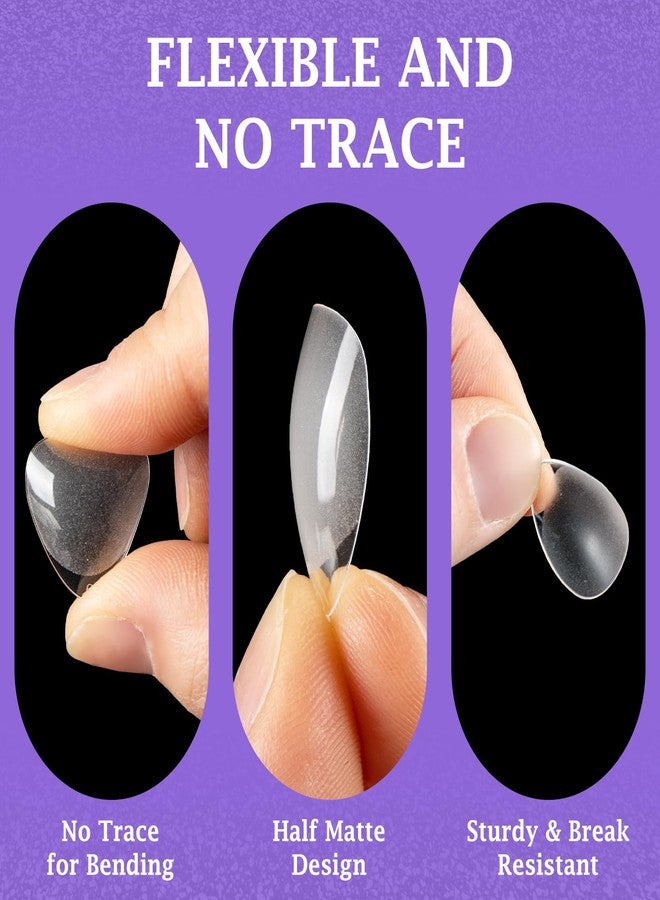 outopen 600Pcs Extra Short Almond Nail Tips Half Matte Widen Short Almond Shape Fake Nails Pre-Shaped Acrylic Full Cover False Nails Press on Nails for Nail Extension Home DIY Manicure Salon - Image 5