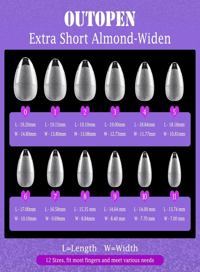 outopen 600Pcs Extra Short Almond Nail Tips Half Matte Widen Short Almond Shape Fake Nails Pre-Shaped Acrylic Full Cover False Nails Press on Nails for Nail Extension Home DIY Manicure Salon - Image 2