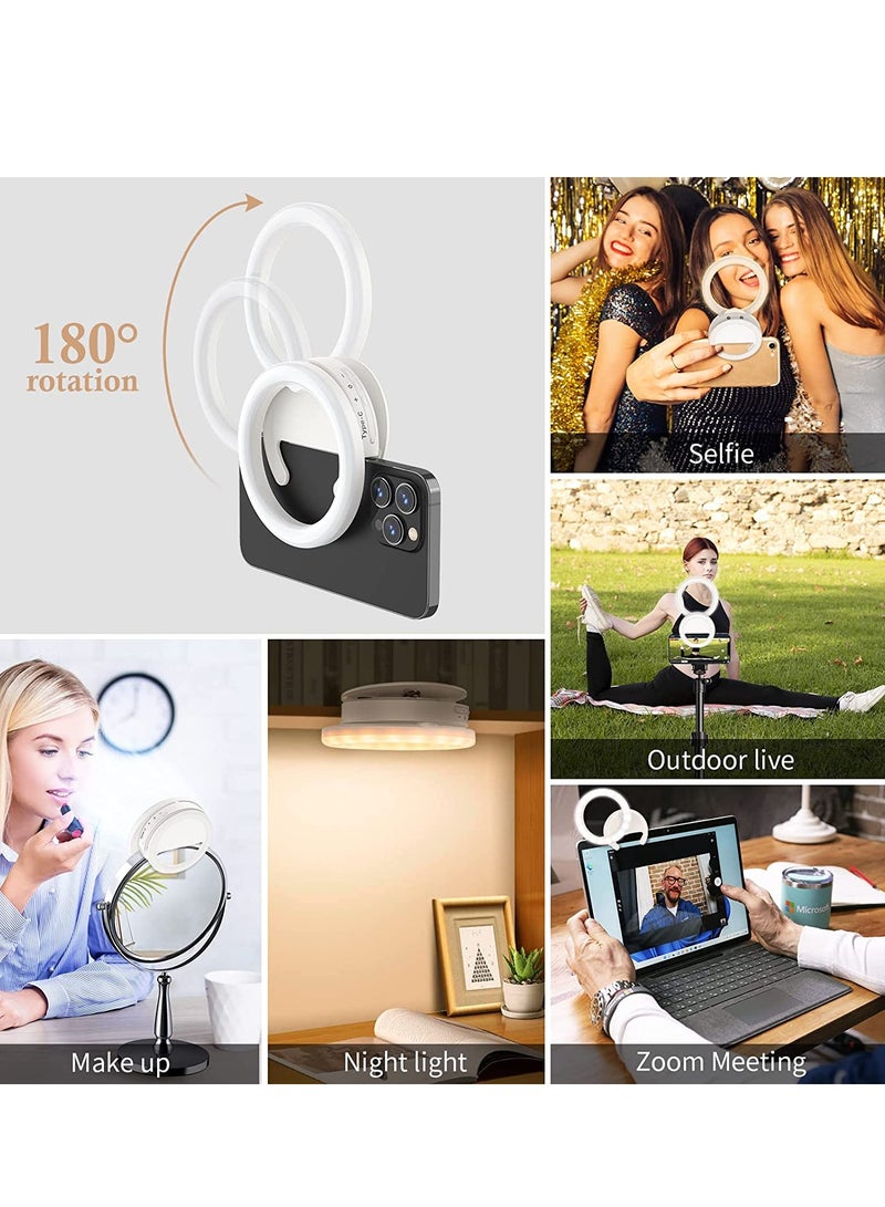 Selfie Ring Light, Rechargeable Clip-on Ring Light with 40 LED Lights, Portable Circle Selfie Light for iPhone/Android Smart Phone Photography, Camera Video, Girl Makes up -White - Image 4