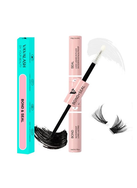 VAVALASH Lash Bond and Seal Cluster Lash Glue Individual Lashes Glue for DIY Lash Extensions Long Retention Strong Hold 48-72 Hours Waterproof Lash Bond for Lash Clusters(5ml+5ml)