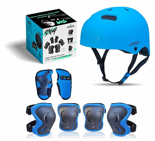 Jaspo Sx 4 Ultra Protective Set for Skating, Cycling Helmet Set with Knee Pads Elbow Pads Wrist Guards, Adjustable Helmet, Protective Gear Set for Bicycle Roller Skating Skateboarding (M, Color-Black) - Image 1