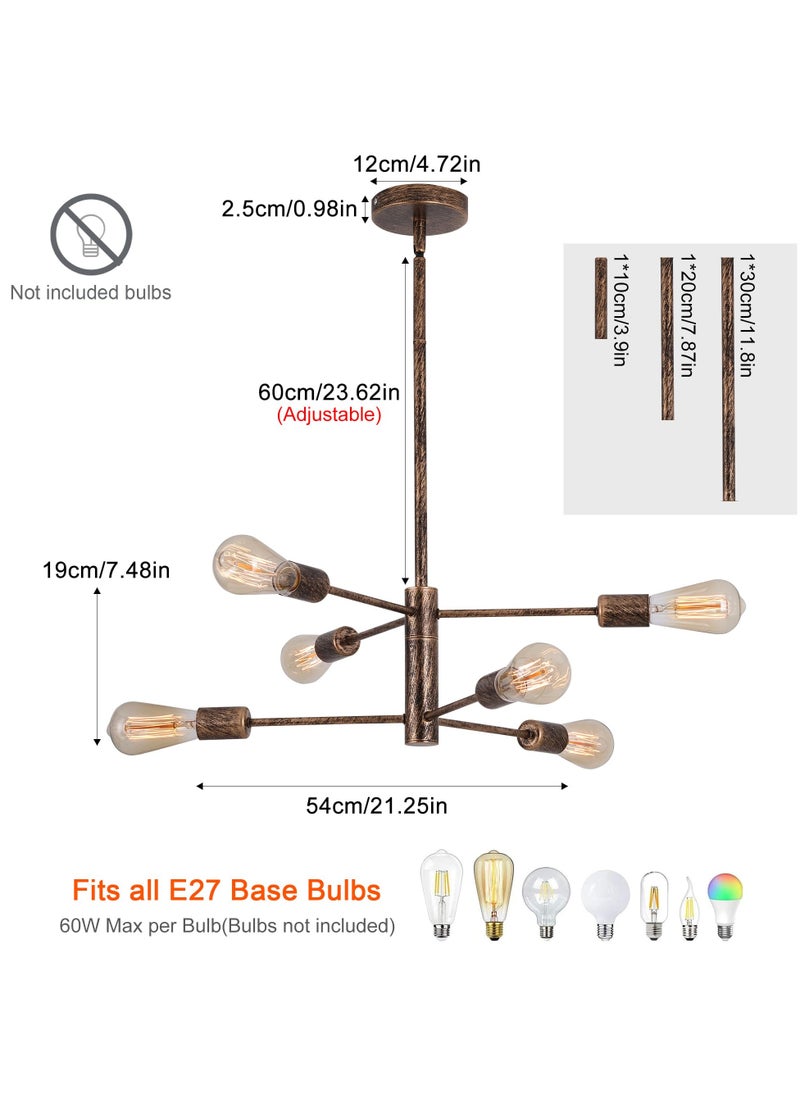 Modern Antique Bronze 6-Lights Sputnik Chandeliers, Farmhouse Vintage Rustic Ceiling Pendant Lighting Fixture, Industrial Semi Flush Mount Hanging Light for Living Room Dining Bedroom Kitchen - pzsku/Z5E946FFD56B664EBAF5FZ/45/_/1719901032/b331a0dd-612b-46c3-962d-9d363d94c4cb