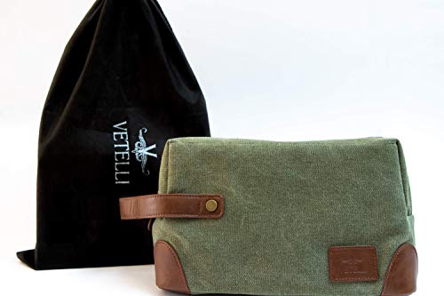 Vetelli Vintage Canvas Toiletry Bags, Travel In Style, Waterproof Canvas Dopp Kits, Durable (Marco) (Green) - Image 4