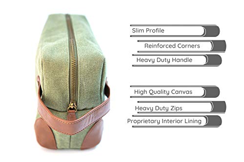 Vetelli Vintage Canvas Toiletry Bags, Travel In Style, Waterproof Canvas Dopp Kits, Durable (Marco) (Green) - Image 5