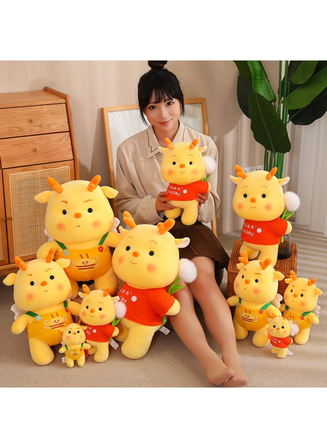 Generic - Dragon Year Mascot Doll Yellow Puff Doll Doudou Dragon Plush Toy Zodiac Dragon Year Gift For Boys And Girls-Specifications:Dou Dou Long Huang-Color:34cm - Image 1