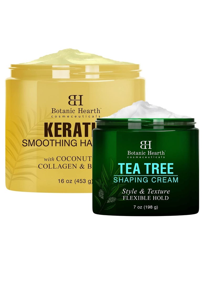 Botanic Hearth Botanic Hearth Tea Tree Hair Shaping Cream (7 oz) and Keratin Hair Mask (16 oz) Bundle  - Image 1