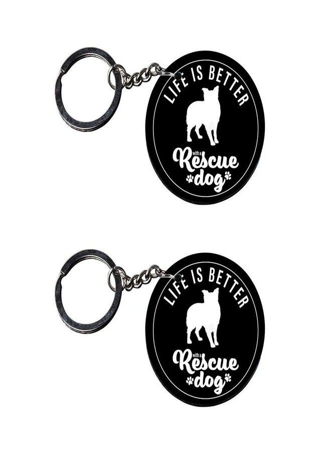 Tinywalk Set of 2 | Circle Shape Printed Wooden Keychains Rescue Dog | Circle Shape keyrings | Circle Shape Keychains| Printed keyrings - Image 2