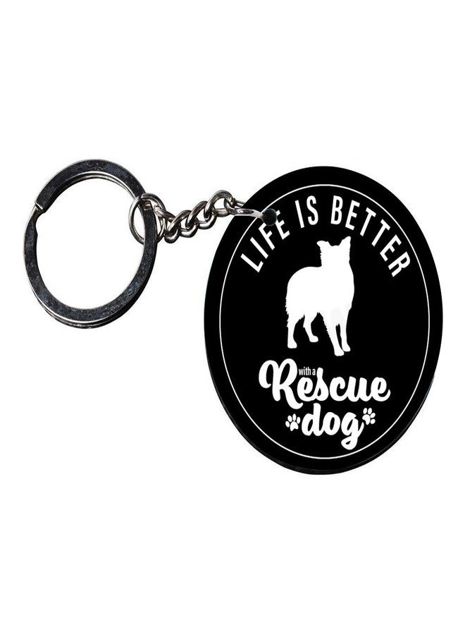 Tinywalk Set of 2 | Circle Shape Printed Wooden Keychains Rescue Dog | Circle Shape keyrings | Circle Shape Keychains| Printed keyrings - Image 3