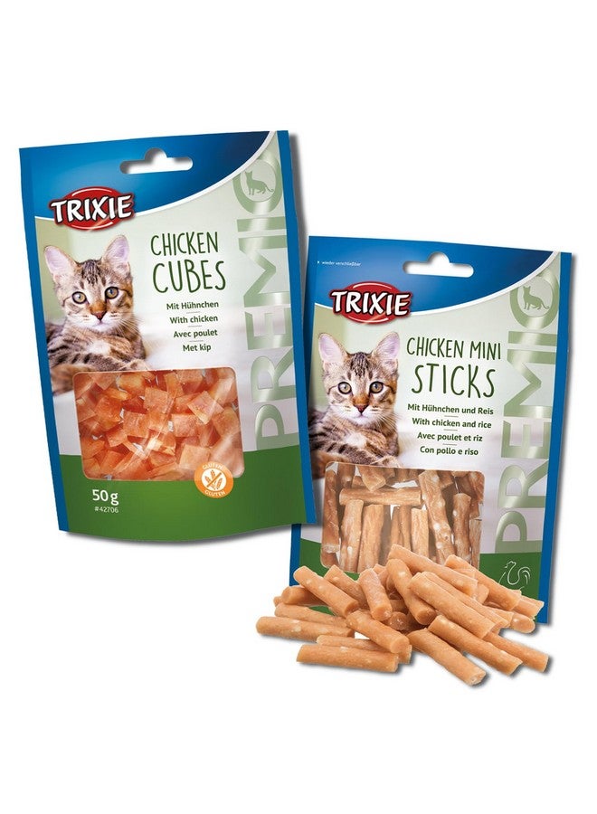 تريكسي مجموعة مكافآت القطط من مكعبات دجاج بريميو وعصي دجاج بريميو الصغيرة، مكافآت غنية بالعناصر الغذائية للقطط، مناسبة لجميع السلالات - (عبوة من قطعتين) - Image 1