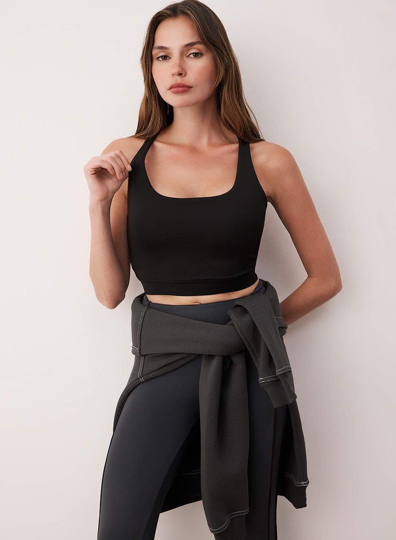 trendyol Black Diver/Scuba Fabric Supported/Shaping Knitted Sports Bra - Image 3