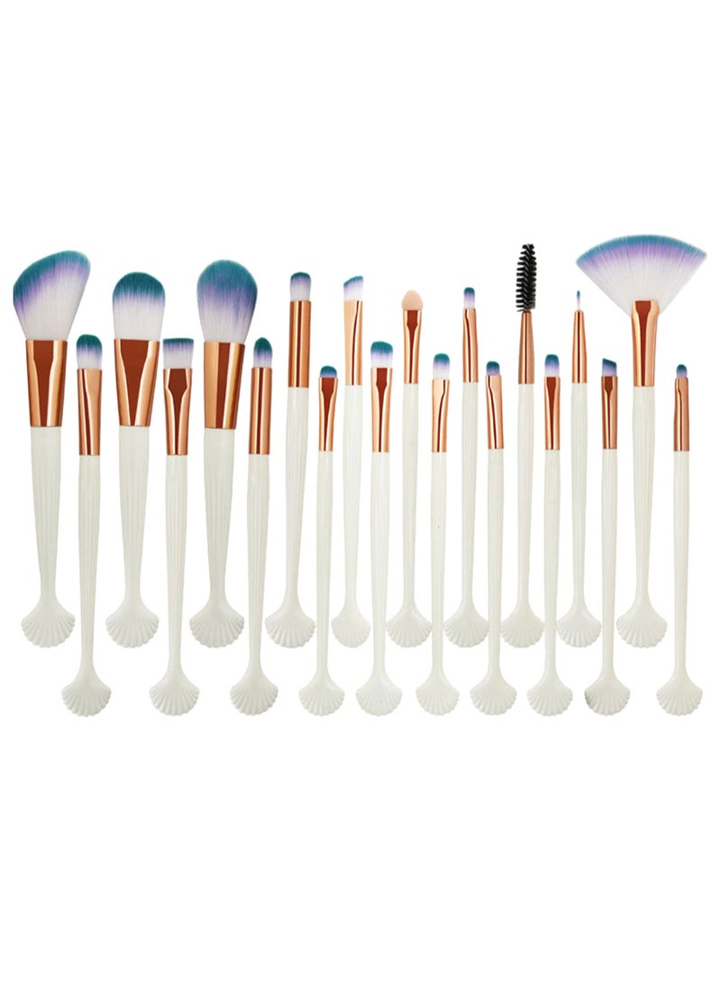 طقم فراشي مكياج على شكل صدفة من 20 قطعة متعدد الألوان