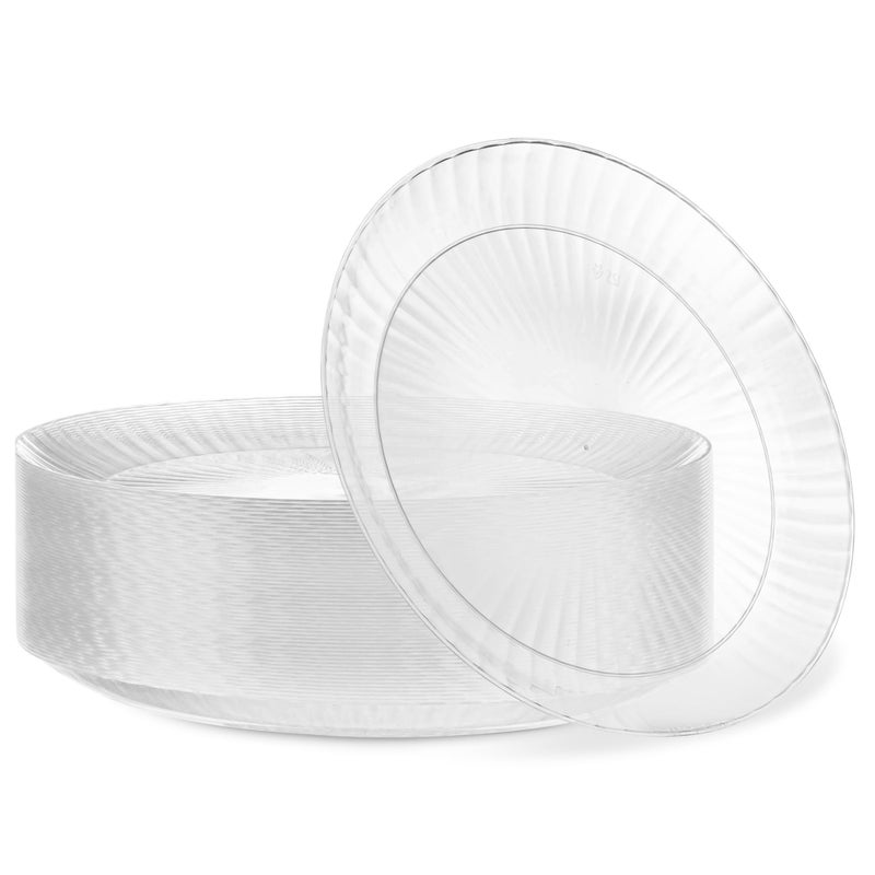 PLASTICPRO PLASTICPRO 60 Pack Crystal Like Clear Disposable 9 inch Plastic Plates Dinner Dishes Plates for Special Occasions Parties - Image 1
