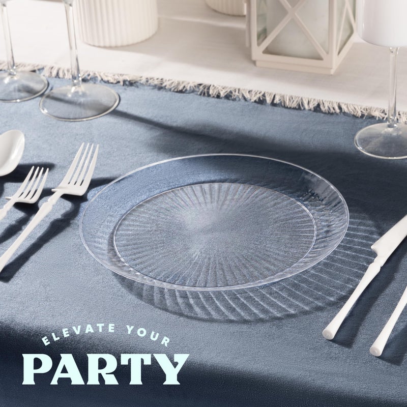PLASTICPRO PLASTICPRO 60 Pack Crystal Like Clear Disposable 9 inch Plastic Plates Dinner Dishes Plates for Special Occasions Parties - Image 3