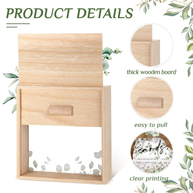 Roowest 53 Pcs Wedding Card Boxes for Reception Greenery Holder Box 50 Heart Shape Advice and Wishes Card 2 Ballpoint Pens Wedding Wishes Set for Bridal Shower Engagement Party Favor Decorations - Image 3