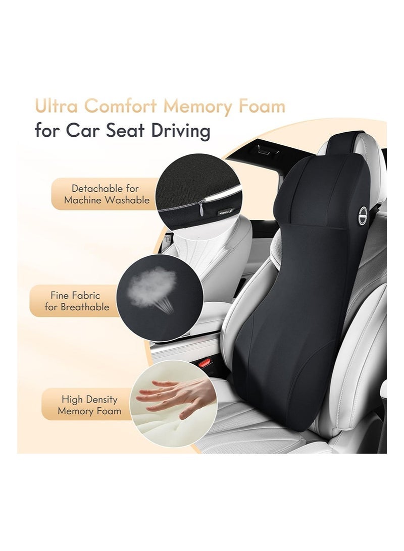 Aikanbo Lumbar Support Pillow and Car Neck Pillow Memory Foam Integrated Lumbar Support Cushion with Headrest Pillow Ergonomic Car Seat Back Support for Head Waist Support Sciatica Pain Relief（Blue） - Image 3