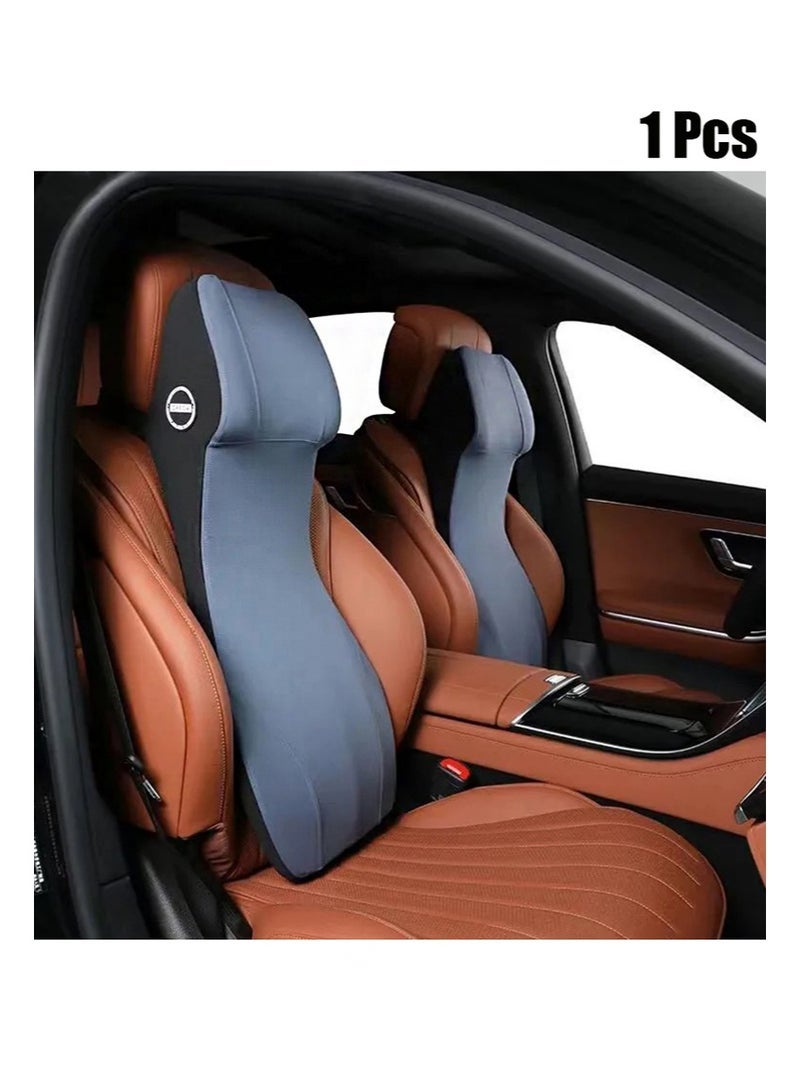 Aikanbo Lumbar Support Pillow and Car Neck Pillow Memory Foam Integrated Lumbar Support Cushion with Headrest Pillow Ergonomic Car Seat Back Support for Head Waist Support Sciatica Pain Relief（Blue） - Image 1