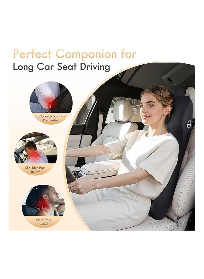Aikanbo Lumbar Support Pillow and Car Neck Pillow Memory Foam Integrated Lumbar Support Cushion with Headrest Pillow Ergonomic Car Seat Back Support for Head Waist Support Sciatica Pain Relief（Blue） - Image 4
