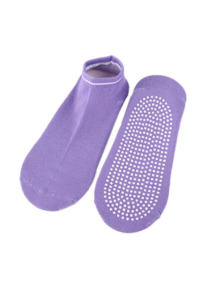 Generic 2 Pairs Non Slip Skid Socks for Women, Short Cotton i-Skid Socks for Show Athletic Pilates Ballet Barre Yoga Socks (Purple Pink) - Image 5
