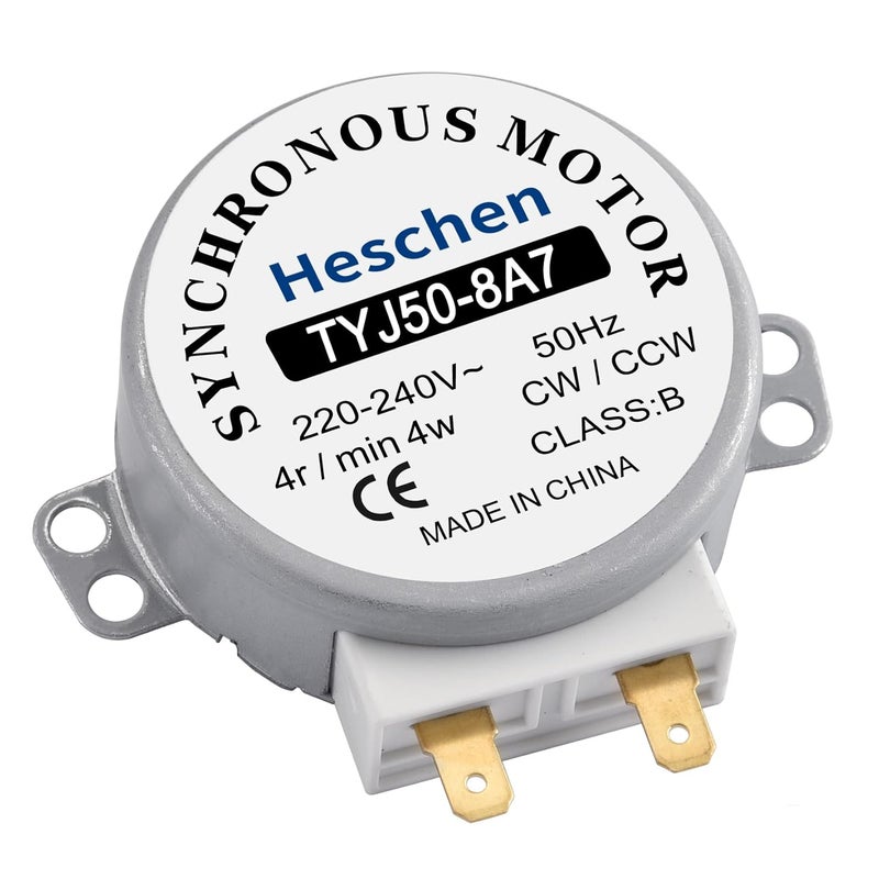 Heschen محرك هيسشن المتزامن TYJ50-8A7 220-240 فولت تيار متردد 4 دورات/دقيقة دوران مع عقارب الساعة/عكس عقارب الساعة 50 هرتز لصينية الميكروويف معتمد من VDE - Image 1