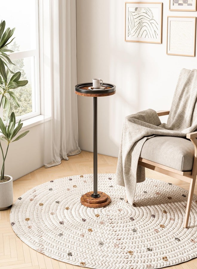 LINGMI Small Side Table, Round Martini Drink Table for Small Spaces, Modern Accent Stand with Solid Metal Leg, Nightstand with Weighted Base Pedestal for Living Room, Bedroom and Office - Image 2