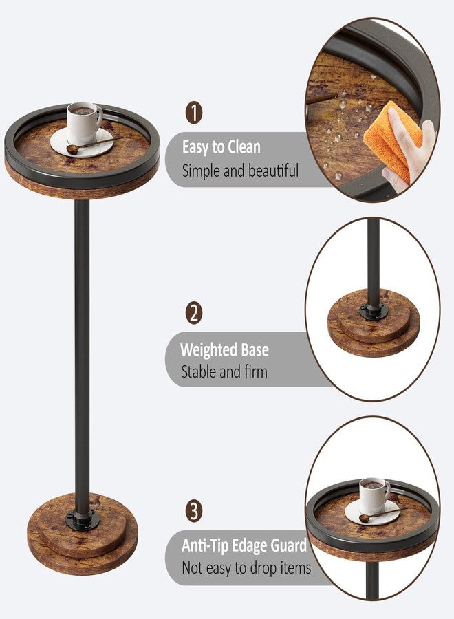 LINGMI Small Side Table, Round Martini Drink Table for Small Spaces, Modern Accent Stand with Solid Metal Leg, Nightstand with Weighted Base Pedestal for Living Room, Bedroom and Office - Image 4
