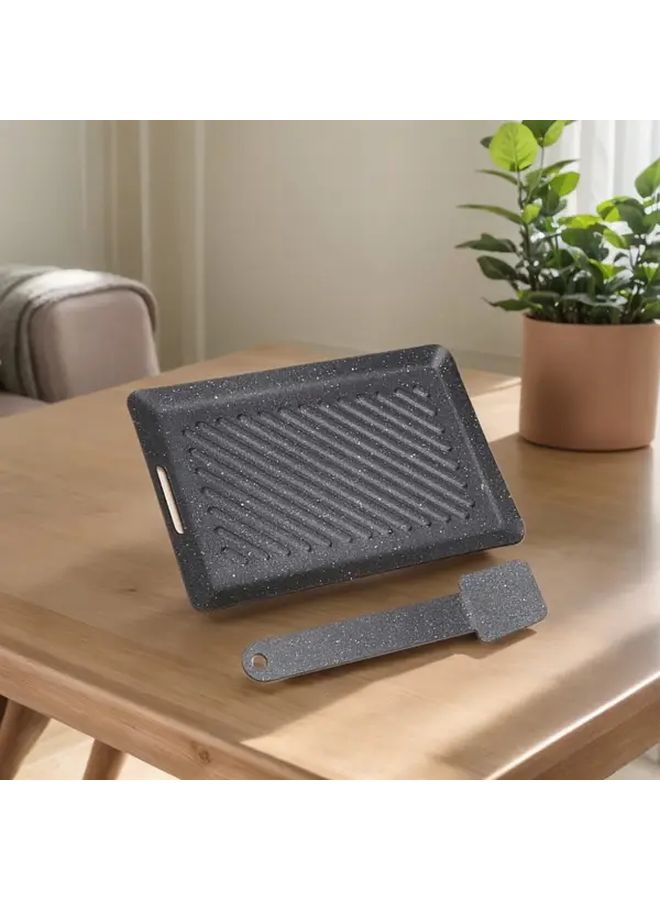 Mini Black Baking Pan Non Stick Griddle Portable Rectangular Outdoor Cooking Plate For Barbecue Meat Grilling And Picnics - Image 5