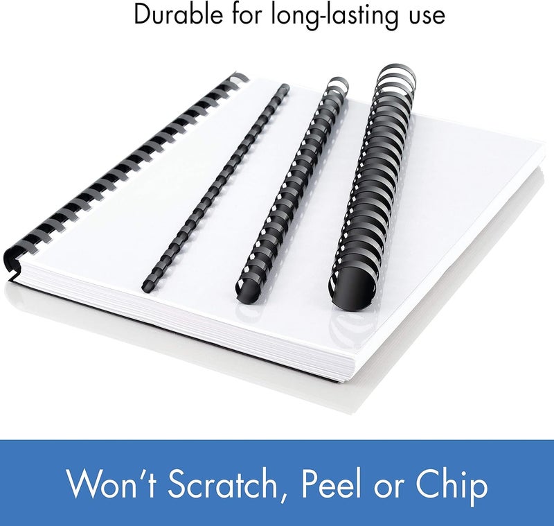 Mead CombBind Binding Spines/Spirals/Coils/Combs, 3/8", 55 Sheet Capacity, Black, 125 Pack (4000132) - Image 4