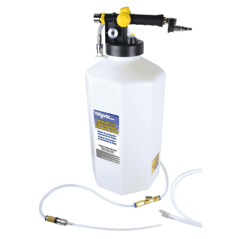 Mityvac MV7120 Fluid Extractor Dispenser for Evacuating ToppingOff Refilling Reservoirs or Bleeding Hydraulic BrakeClutch Systems 53 Gallon 120 PSI Compressed Air Vacuum or Positive Pressure