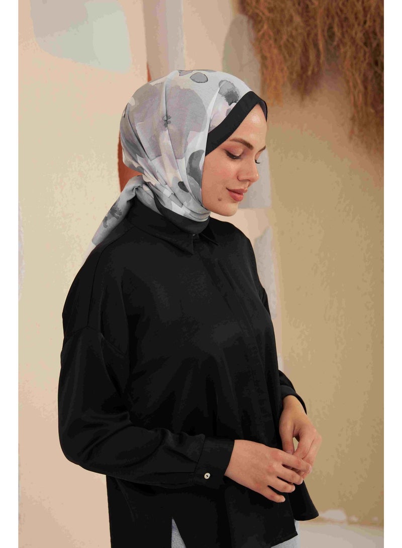Ipekhan Comfort Cotton Shawl | Carnation Floral Design - Black -3027-09 - Image 1