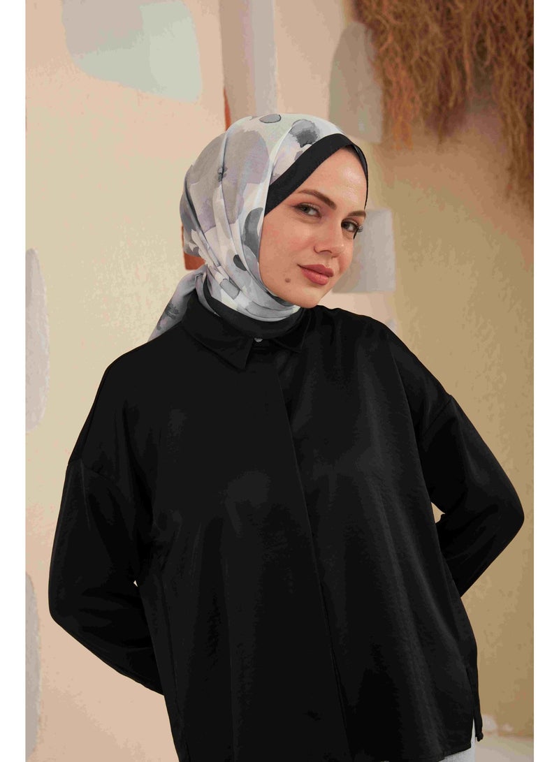Ipekhan Comfort Cotton Shawl | Carnation Floral Design - Black -3027-09 - Image 2