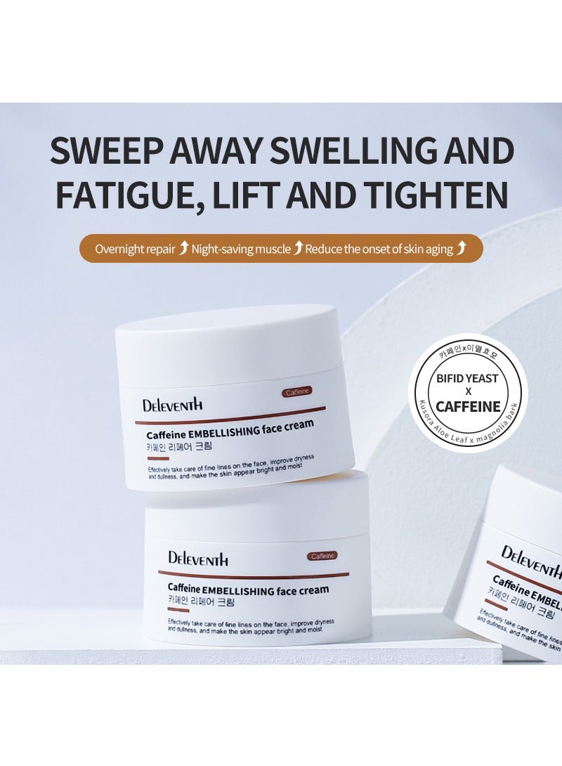 DEleventh Korean Brand Caffeine Embellishing Face Cream 30g / Anti-Aging, with Sodium Hyaluronate & Magnolia Extract, Hydrates, Reduces Wrinkles, Dark Circles, Puffiness & Brightens Skin for a Youthful Glow - Image 2