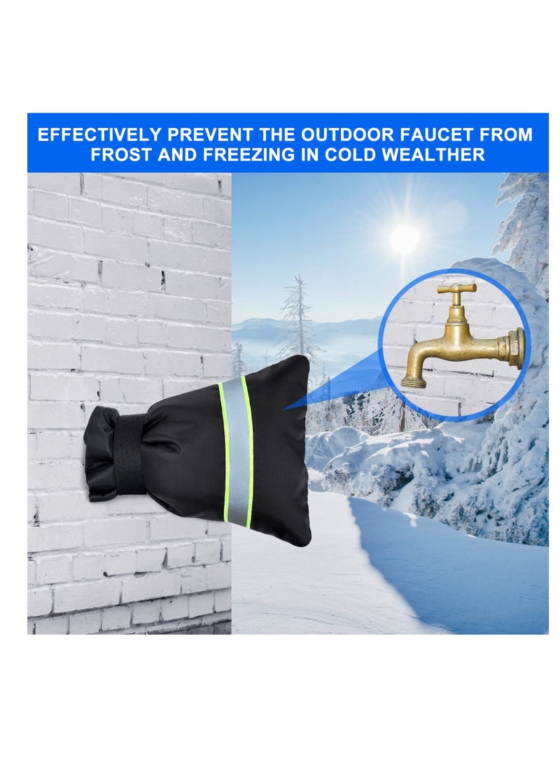 SYOSI Outdoor Faucet Cover, Faucet Cover Socks for Winter Freeze Protection with Reflective Strips, Waterproof Insulated Spigot Tap Cover, Reusable Sprinkle Valve Insulation Wrap and Hose Bib Cover, 4 Pack  - Image 2