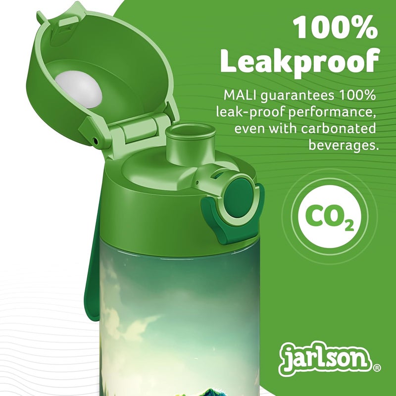 Jarlson® Mali Children's Water Bottle, Thermal Stainless Steel Water Bottle, BPA-Free, Leak-Proof, Children's Bottle with Chug Lid, Bottle for School, Nursery (Dinosaur Green, 18 oz) - Image 5