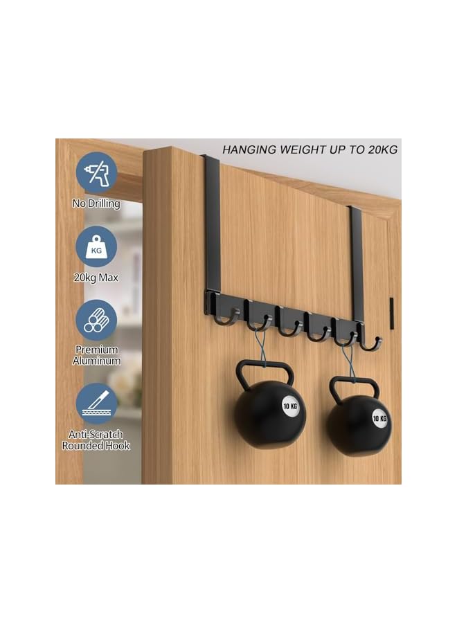 PROMASS promass Over Door Hook - Decorative Aluminum Rack for Home, Door Hanger with 5 Coat Hooks, Sturdy Over The Door Hanger Hook for Hanging Coat, Towel, Bag, Robe, Hat  - Image 2