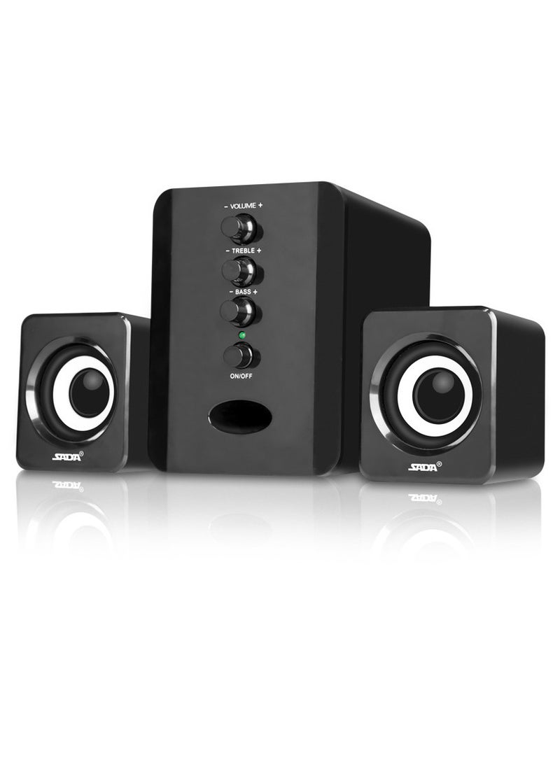 SADA USB Wired Combination Speakers Computer Speakers Bass Stereo Music Player Subwoofer Sound Box for Desktop Laptop Notebook Tablet PC Smart Phone  - Image 1