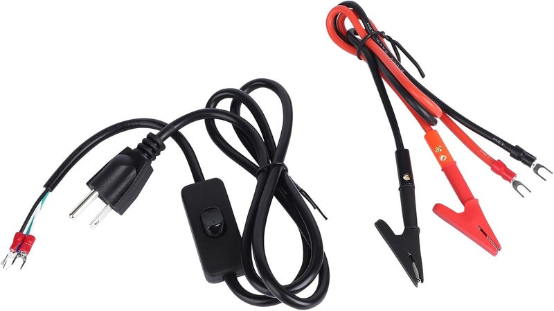 DROK 4FT Power Cable 3 Prong Grounding Plug, AC Power Cord Extension Cord with Switch On/Off and Fork Terminal Connectors, AC/DC Adapter 18 AWG for Electrical Testing, AC to DC Converter 110V to 12V - Image 1