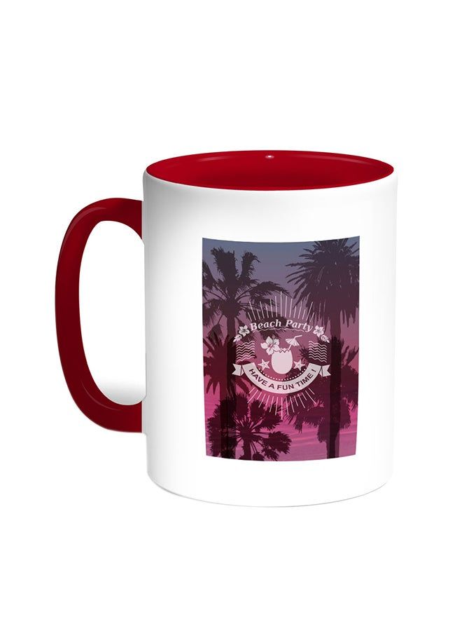 RKN Beach Party Printed Coffee Mug Red/White 11ounce - Image 2