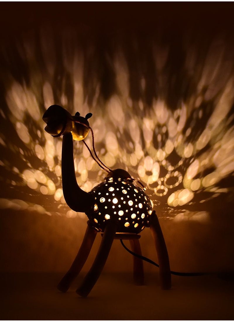 N & H Table Lamp in Shape of Camel  made from Coconut Shell  - Image 1