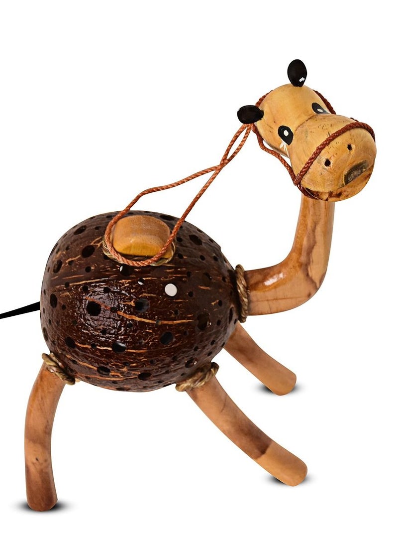 N & H Table Lamp in Shape of Camel  made from Coconut Shell  - Image 5
