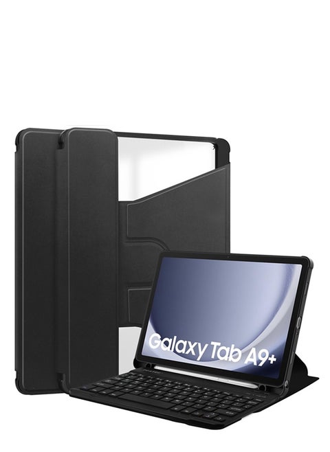 Compatible with Samsung Galaxy Tab A9 Plus 2023 Keyboard Case , SM-X210/SM-X216/SM-X218 Slim Stand Case with S Pen Holder with Bluetooth Wireless Keyboard