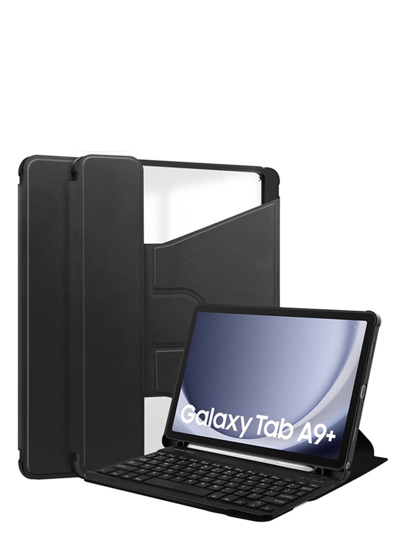 Compatible with Samsung Galaxy Tab A9 Plus 2023 Keyboard Case , SM-X210/SM-X216/SM-X218 Slim Stand Case with S Pen Holder with Bluetooth Wireless Keyboard