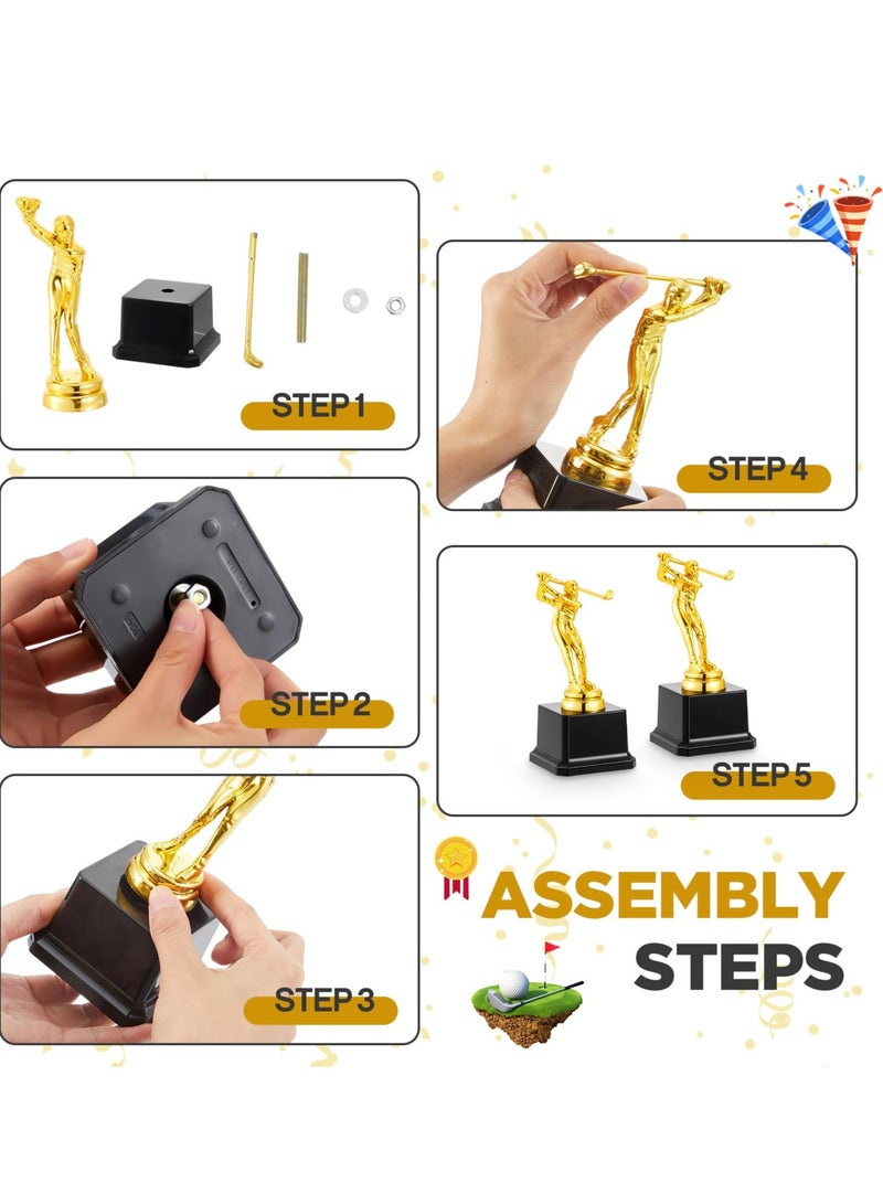 Excefore Golf Trophy, 6.7 x 3 Inch Gold Golfer Award Trophy, Personalized Golfer Award Trophy, for Kids Adults Reward Party Prop Golf Tournaments Competitions, Competitions Ceremony Parties Favor (8 Pcs) - Image 2