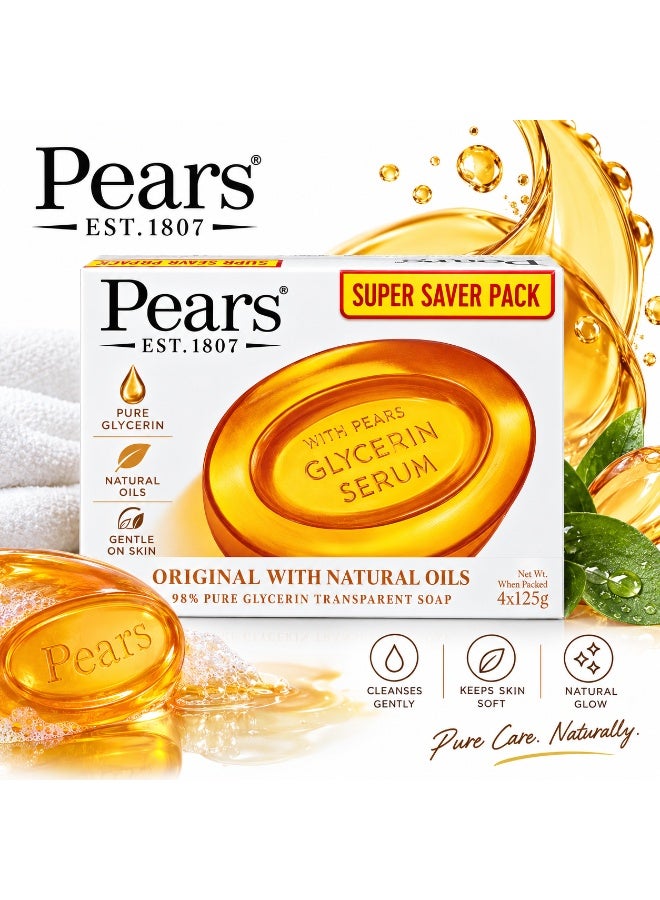 Pears Original Soap with Natural Oils, 125g × 4Pcs - Image 2